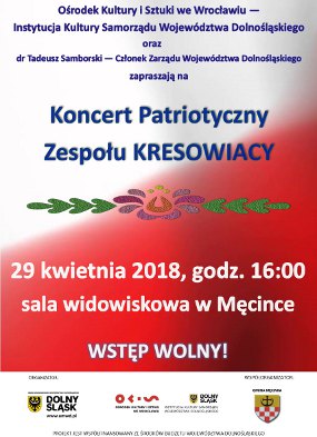 Wójt Gminy Męcinka wraz z Marszałkiem Tadeuszem Samborskim zaprasza na Koncert Patriotyczny Zespołu KRESOWIACY
